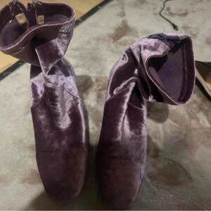 Dolls Kill Velvet Ankle Booties in Deep Purple